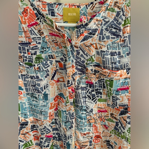 Anthropologie Maeve “Cartographer” London Map Button Down Blouse - Picture 3 of 5